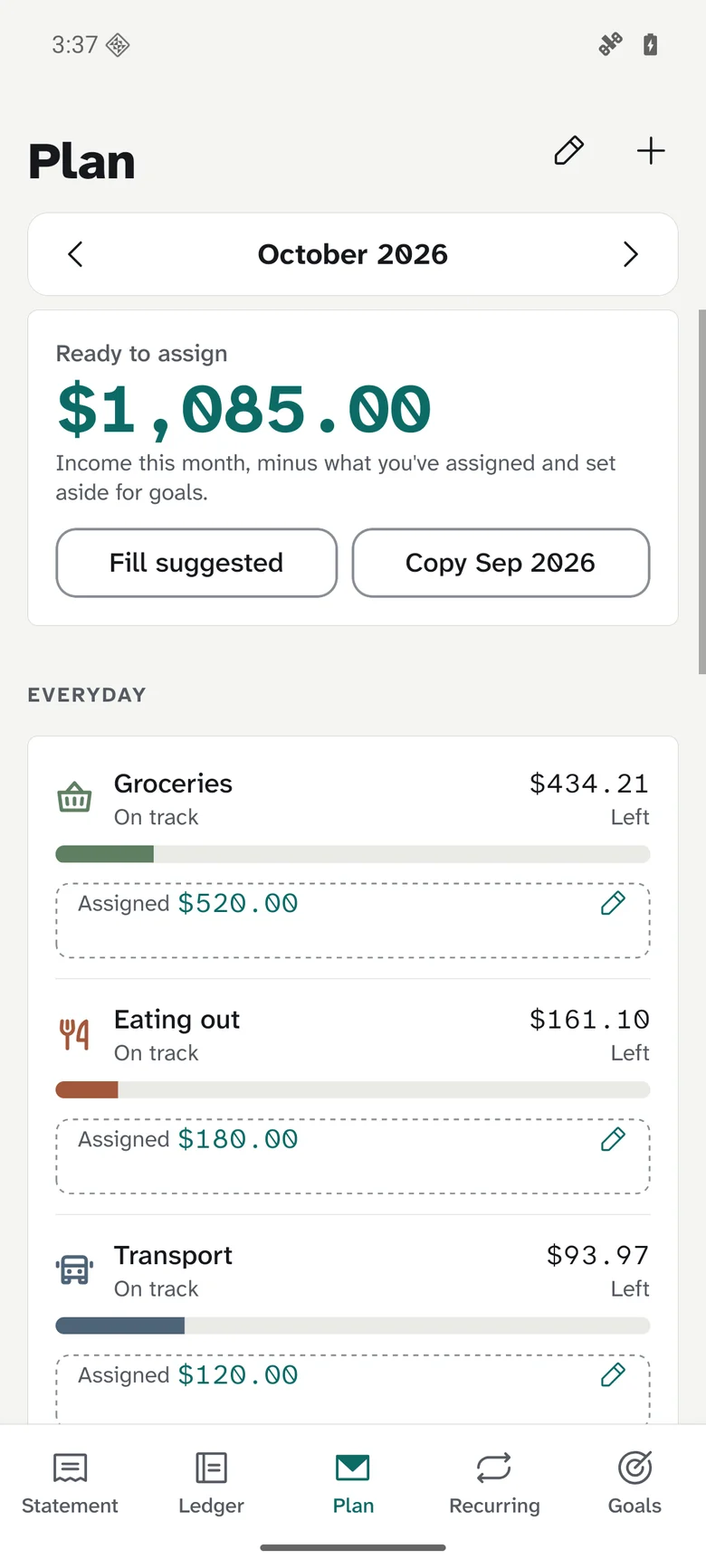 Budgelyx Plan on Android